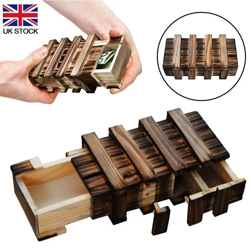 Magic Wooden Puzzle Box With Secret Compartment Brain Game For Adults Kids UK