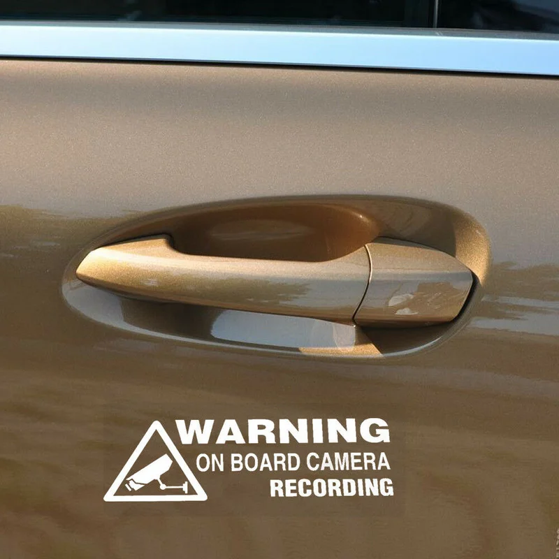 Warning on Board Camera Recording Car Sticker Auto Truck Door Window Vinyl Decor Styling Decal White Car Accessories Interior