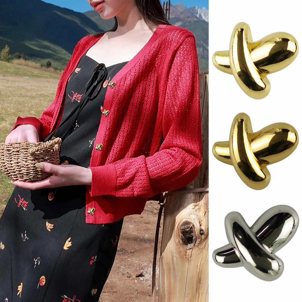 

10pcs Minimalist X-Shaped Metal Buttons for Coats/Sweaters, 18mm/23mm, Gold/Silver/Light Gold, Unique Decorative Sewing Buttons