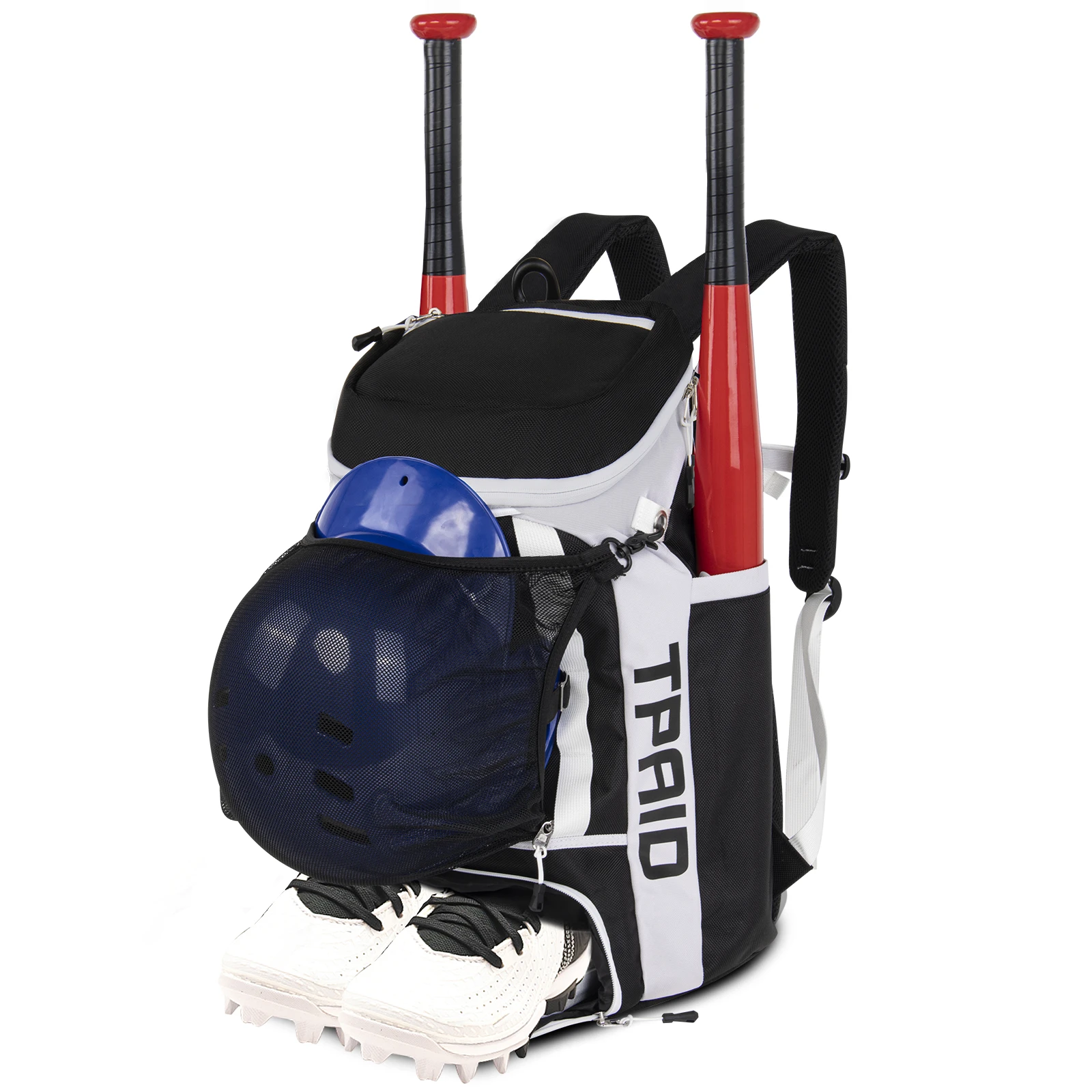 Baseball Bag with Shoe Compartment 33L Large Capacity Multi Pocket Bat Bag Softball Duffel Sports Bag for Men Boys Training