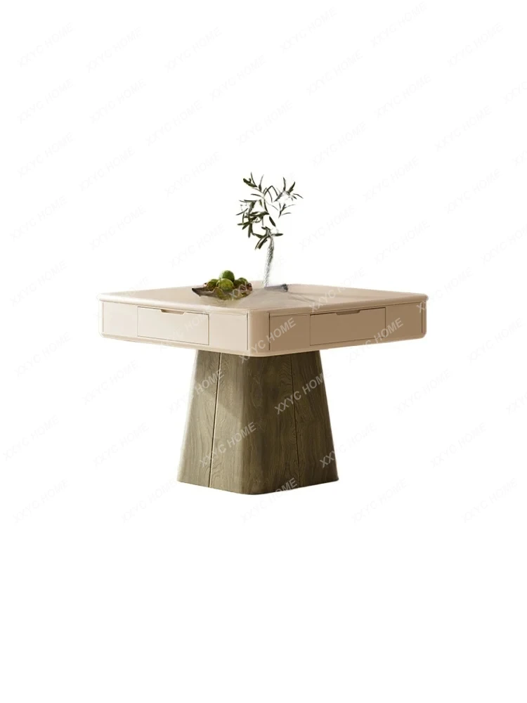 Cream wind solid mahjong machine dining table dual-purpose household automatic mahjong table