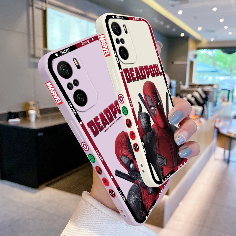 Marvel Superhero Deadpool dla Xiaomi Redmi Note 13 12 12Pro 11 11S 11T 10S 10 Pro Plus 5G etui na telefon z płynną lewą liną