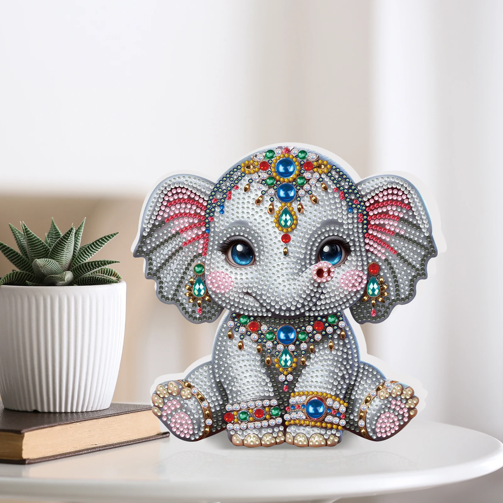 Tabletop Special Shape Diamond Art Painting Kits for Adults,Cute Elephant Thickening DIY Crafts Home Office Tabletop Decor Gift view 4