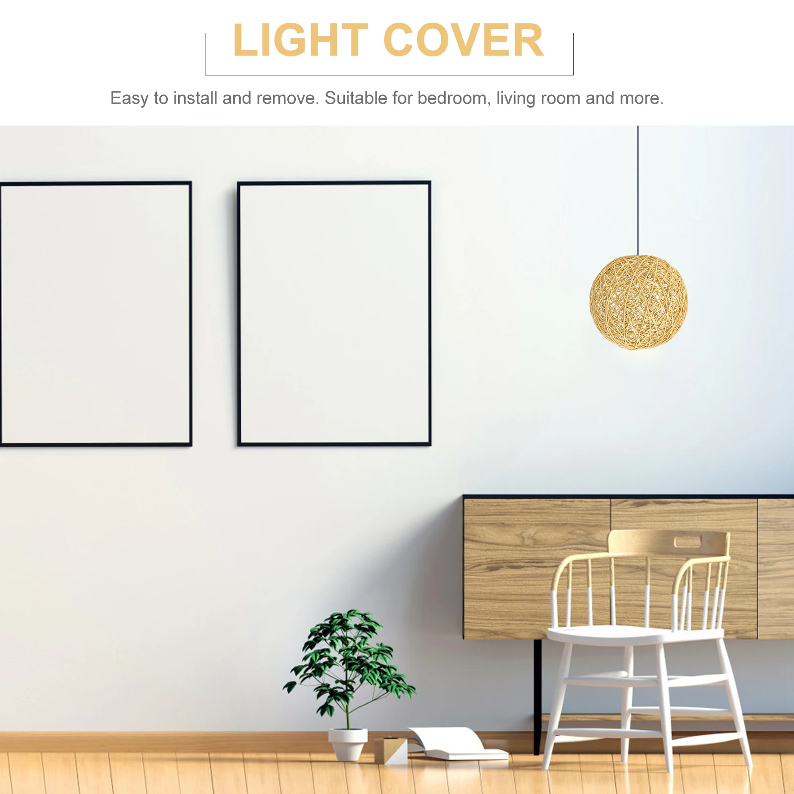 

2pcs Woven Lampshade Natural Yellow Ceiling Light Cover Simple Style Dust Protection for Wall Floor Bedside LampsIndoor