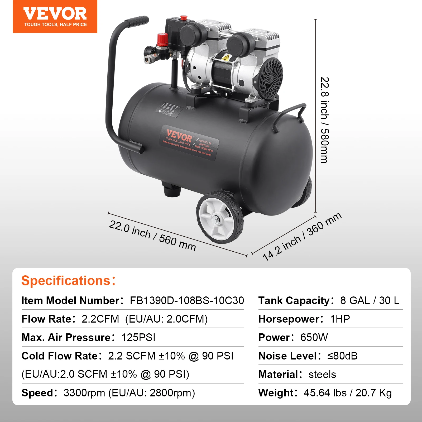 SucceBuy Luchtcompressor 750 W/1450 W/3000 W Olie Gratis Luchtcompressor Stille Draagbare Compressor Pomp voor Auto Reparatie Bandenspanning