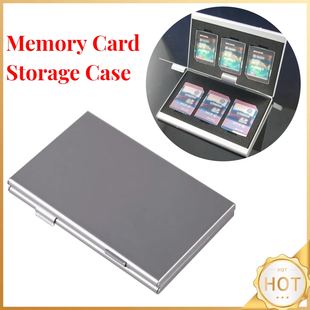 Metal Aluminum Memory Card Protecter Box Storage Case Holder for 6Pcs SD/SDHC/MMC Memory Card Case Holder FW1S