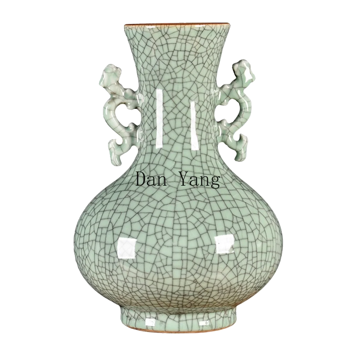 YJ ceramics antique official kiln crack vase home living room Bogu frame decorative handicrafts ornament collection