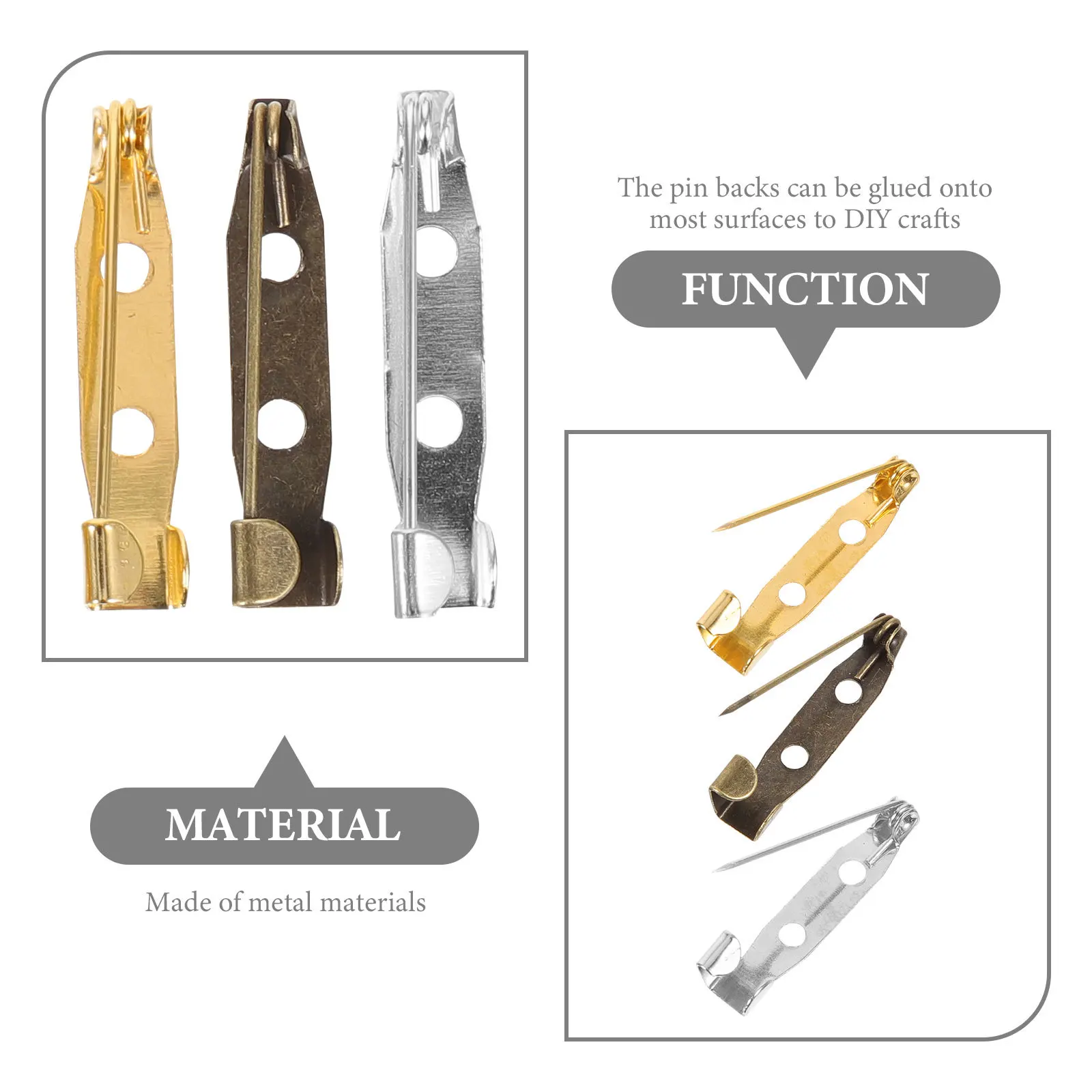 

150Pcs Brooch Clasp Pin Backs Durable Metal Safety Clasps for DIY Crafts Making Brooches Accessories for Sewing Fabric Clothing