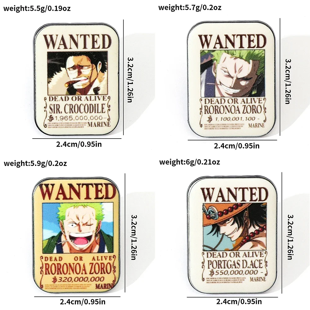 4 Pcs ONE PIECE Cartoon Anime Brooch Ace Zoro Creative Enamel Pin Metal Badge Jewelry Clothing Backpack Accessories Gift view 5
