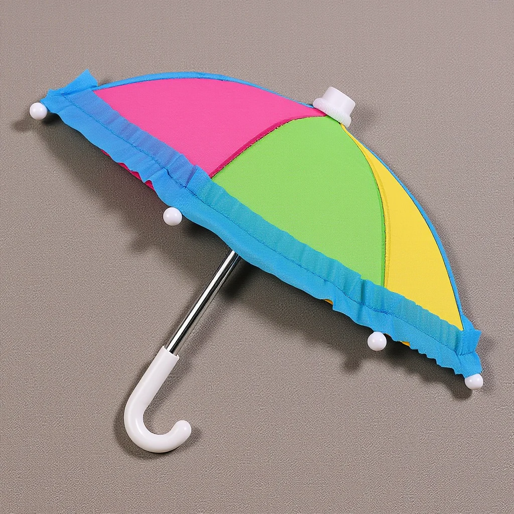 1 stks Mini Paraplu Leuke Regenboog Ontwerp Zachte Stof Kleine Paraplu Voor Meisjes Kids Fantasiespel Regen Accessoire Decor