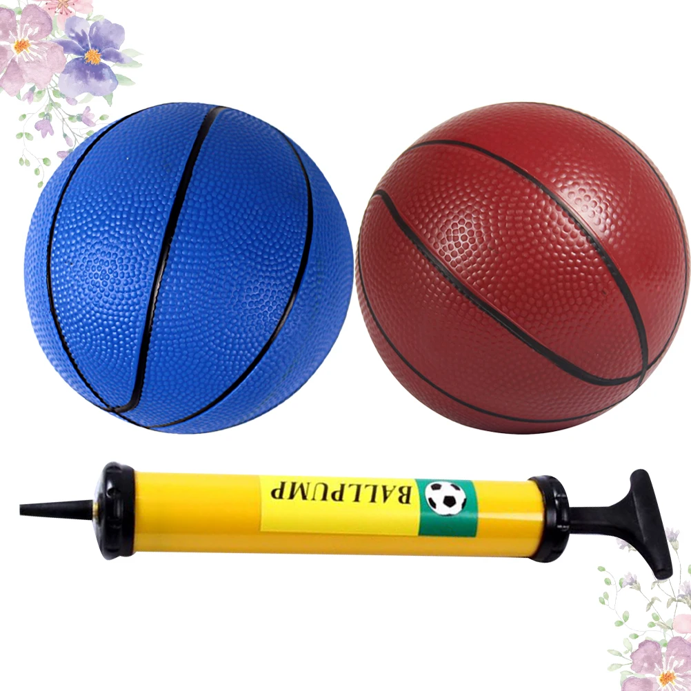 3個のインフレータブルボール 厚みのある小さな幼児ボールおもちゃ 女の子 男の子用 (ブルーとコーヒーのランダムカラーポンプ)