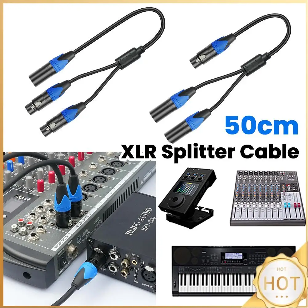 

Кабель-разветвитель XLR 50 см: 1 XLR-гнездо на 2 XLR-штекера, Y-образный кабель-разветвитель XLR для микрофона, усилителя, микшера