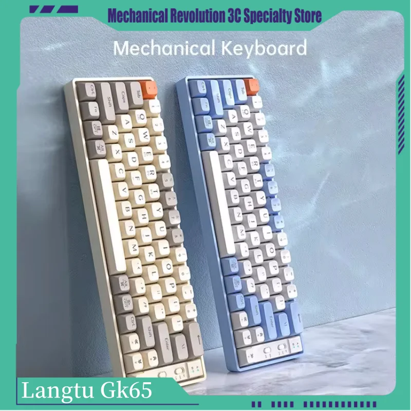 Langtu Gk65 Wireless Mechanical Keyboard Bluetooth Tri-Mode Hot Plug Full Key Non Impact E-Sports Geam Keyboard Mouse Set Gift