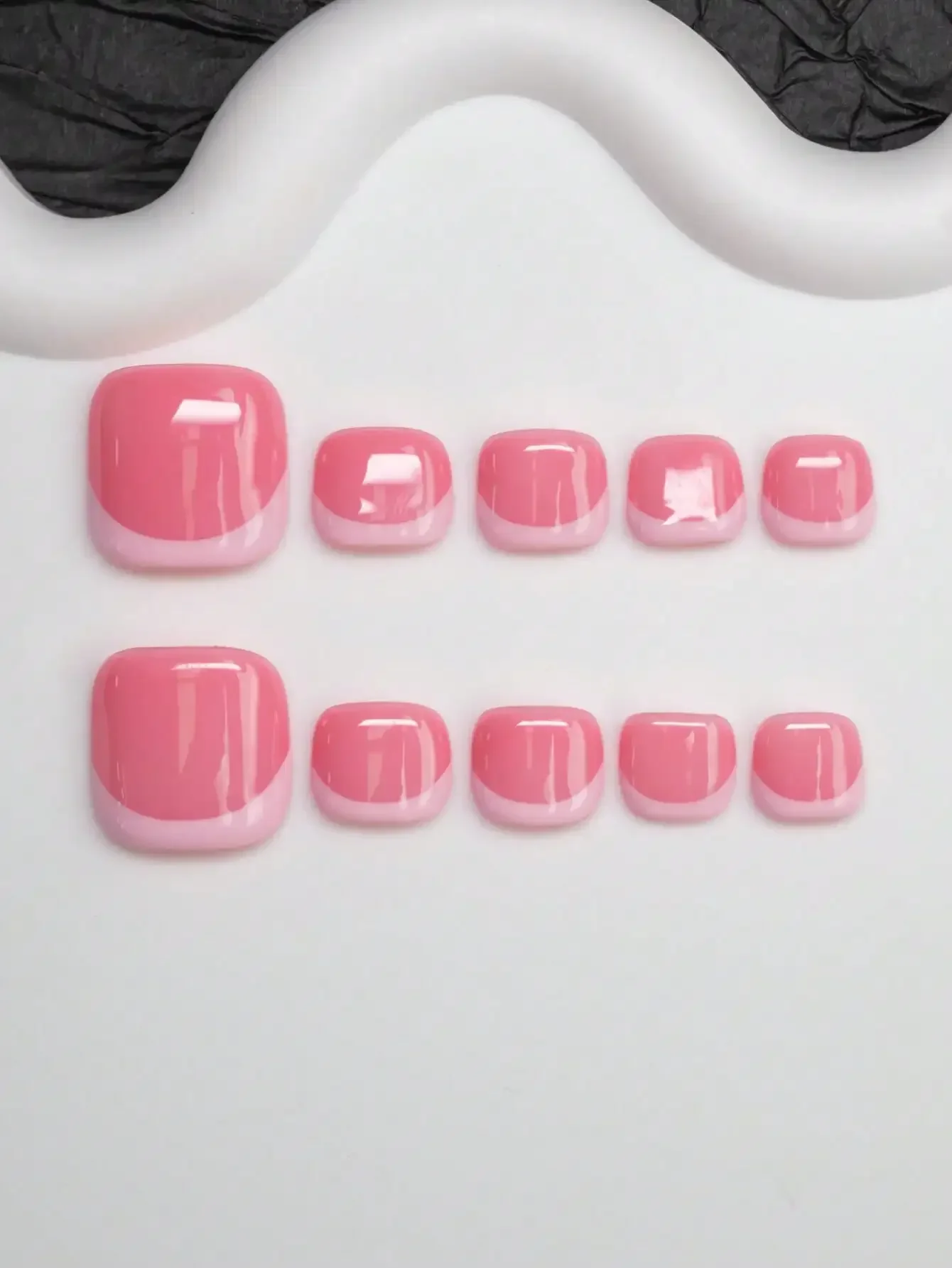 

14pcs/Set Handmade Y2K Baddie Style Nail Stickers, Nude & Pink Color French Tip Design, Glitter Nail Decals Suitable For Party,