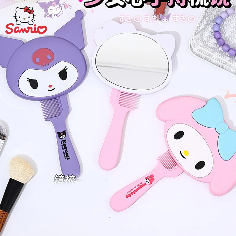 

Sanrio Hello Kitty Handheld Mirror Comb Set Kuromi My Melody Kawaii Kuromi Mirror Portable Comb Mirror Christmas Birthday Gifts