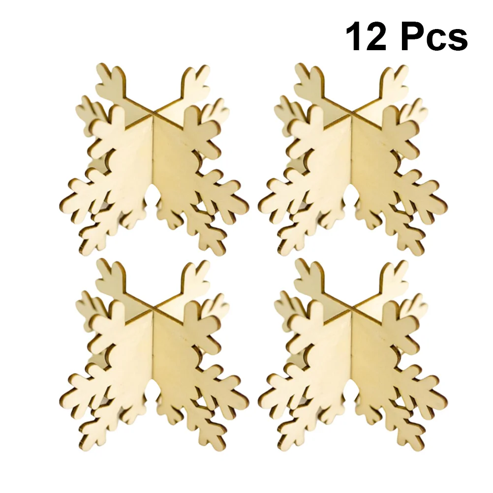 12 قطعة حامل خشبي ندفة الثلج شمعدان مزخرف أنيق لسطح المكتب لحامل منزلي لحفلات الزفاف وعيد الميلاد