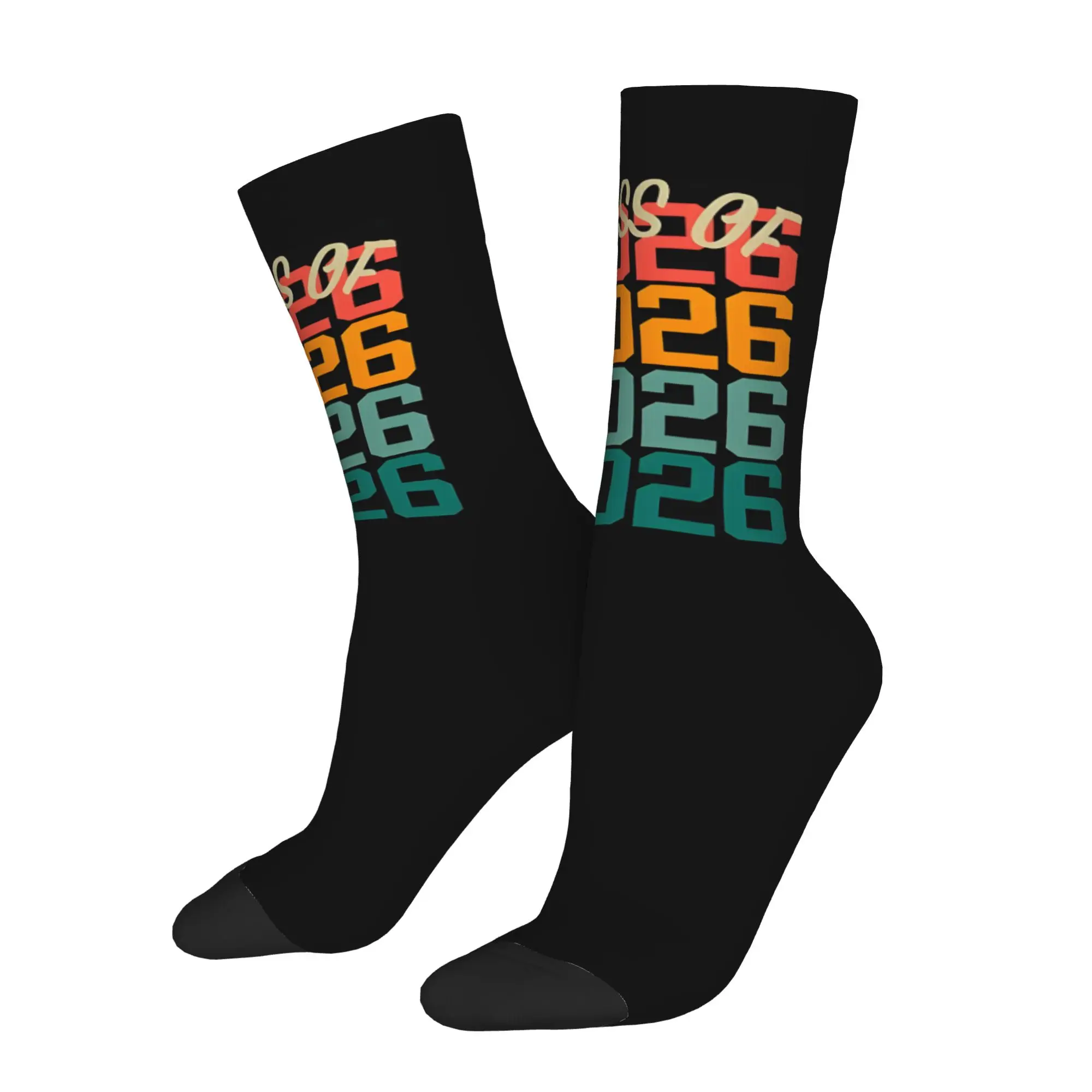 Funny Sock Graduation in 2026 Back To School Class Of 2026 Harajuku Seamless Pattern Printed Men Crew Socks Novelty Men's Socks