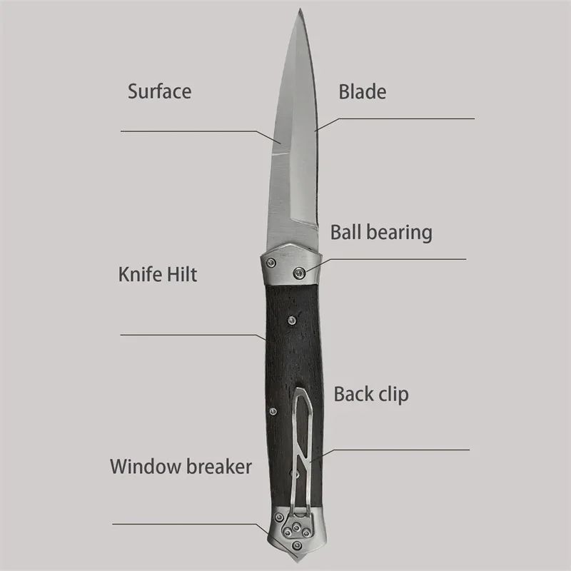 Multitool Folding Pocket Knife Wood Handle Survival Outdoor Camping Fishing Hunting Durable High Hardness Utility EDC Hand Knife