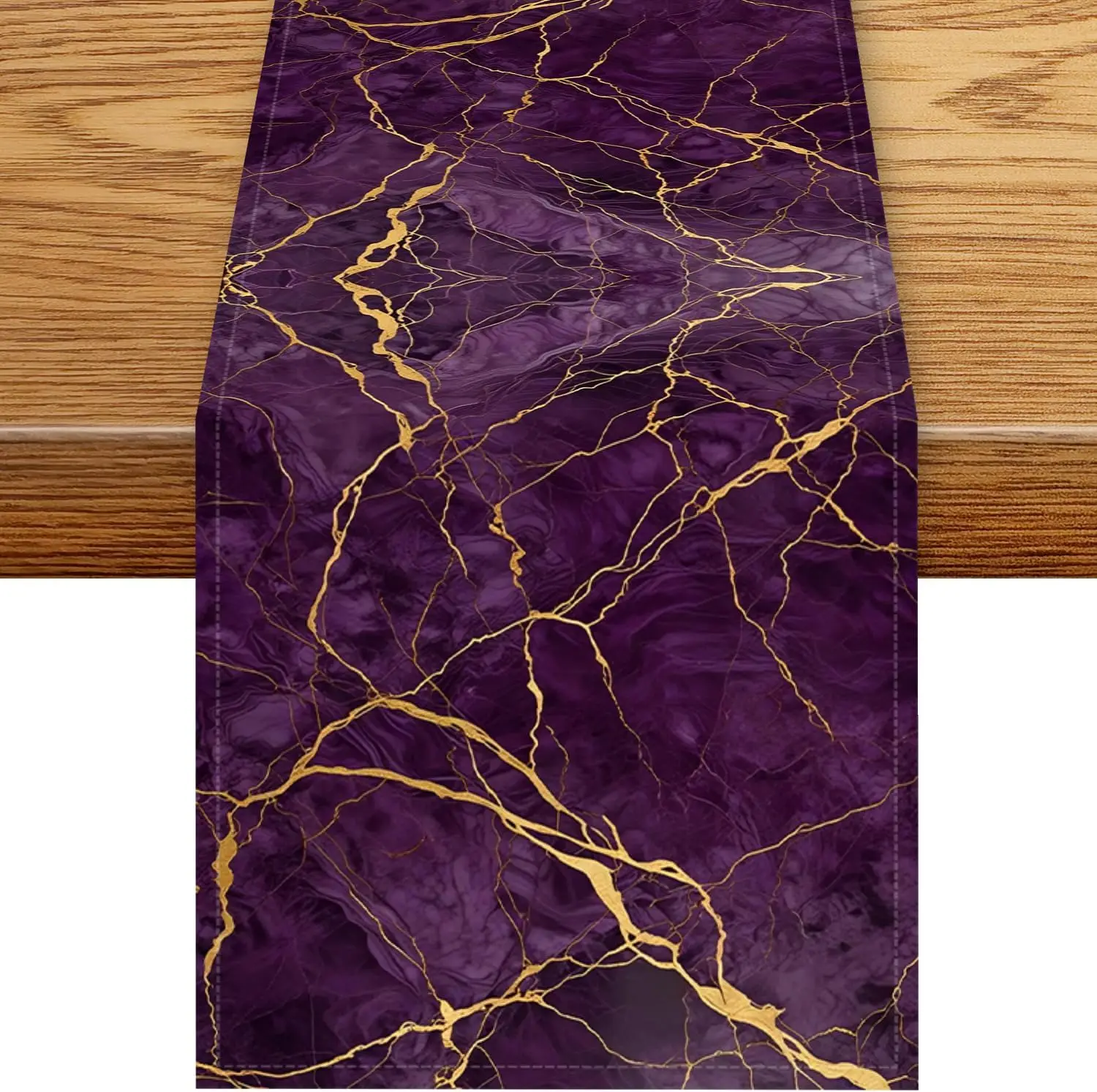 Modern Abstract Purple Marble Linen Table Runner Home Table Decor Reusable Kitchen Dining Table Runner Holiday Party Decor