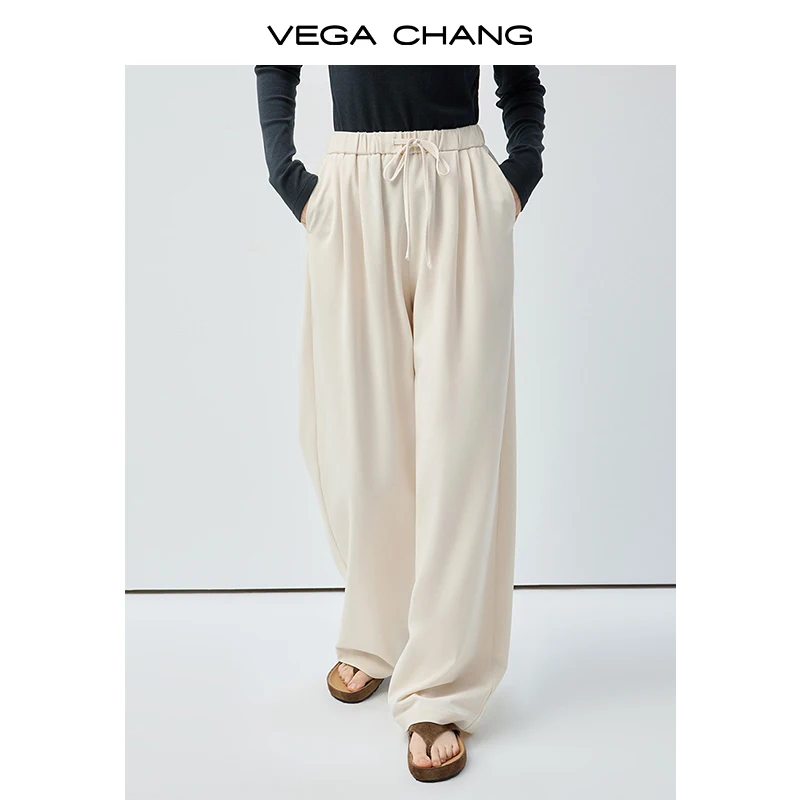 Vega Chang Spring and Autumn New Women's Casual Pants Drawstring Elastic Loose Drapey Long Pants