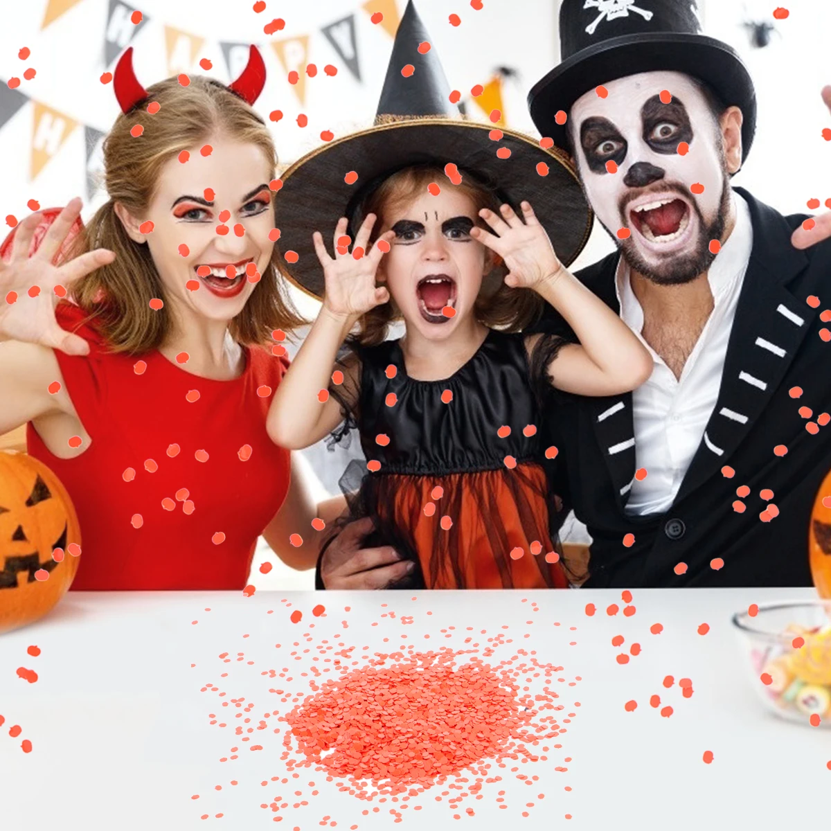 

4 Bags Confetti Decoration Plastic Table Festive Creative Pumpkin Photo Props Confetti For Halloween Layout