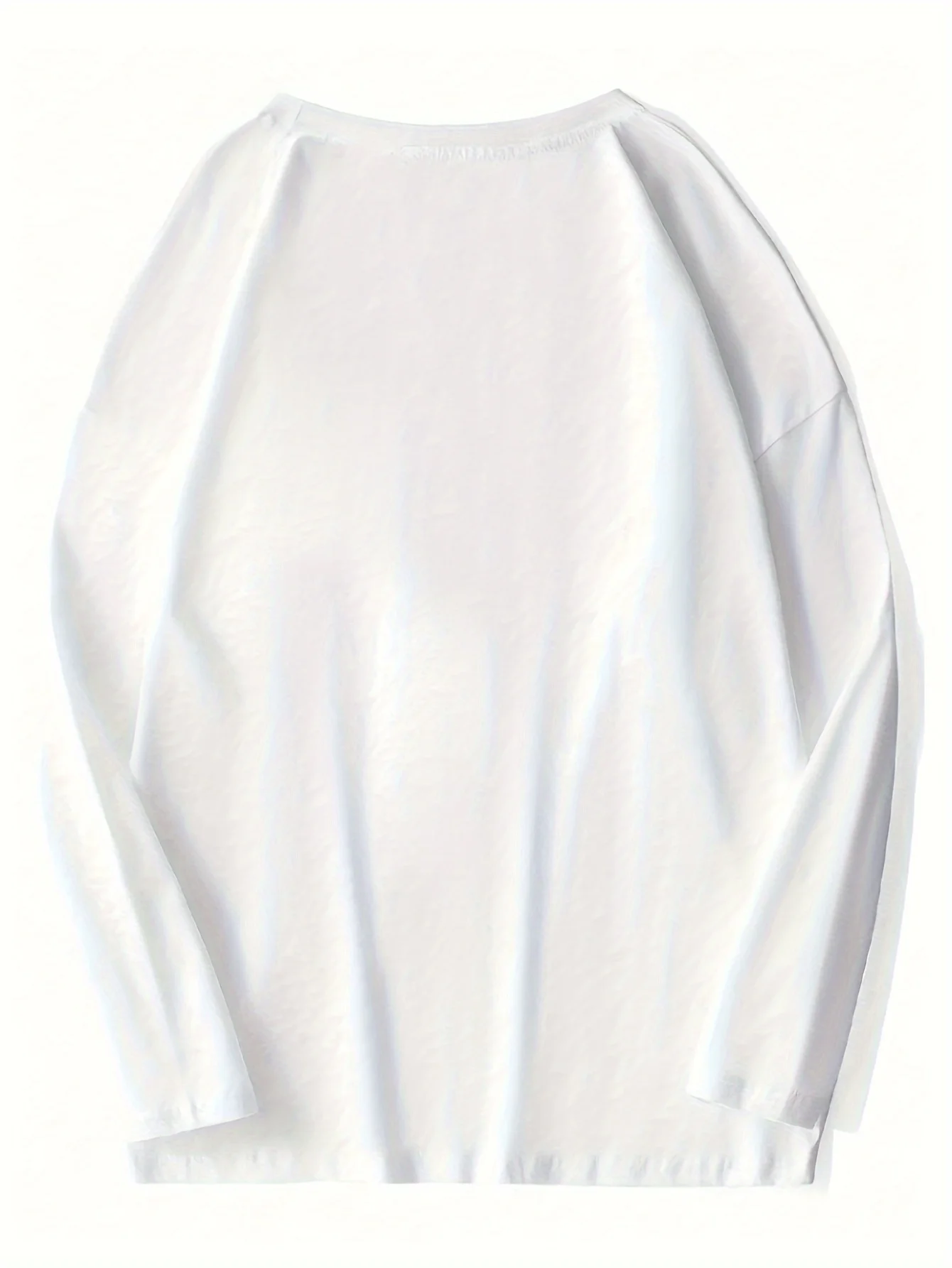 เสื้อยืดแขนยาวลาย“อะไรก็ได้”สำหรับผู้ชาย ลำลอง ผ้าฝ้ายแท้ ยืดหยุ่น คอกลม พิมพ์ลายสีดำและสีขาว ฤดูใบไม้ผลิและฤดูใบไม้ร่วง