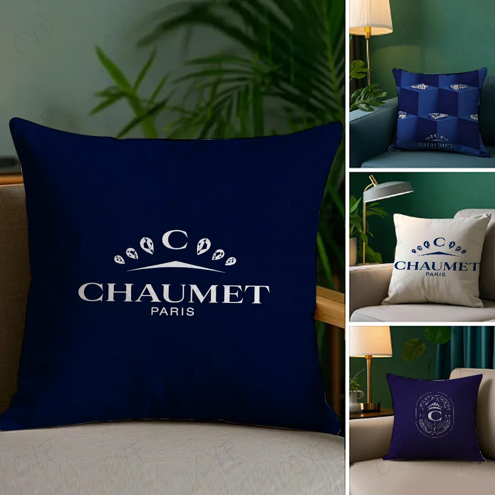 

jewel C-Chaumet P-printing Pillow Case Anti-dustmite Pillow Invisible zipper silky short plush Sofa cushion cover