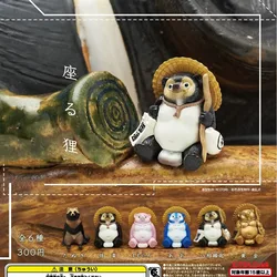 Kitan Gashapon Capsule Toy Simulation Shigarakiyaki Sitting Tanuki Animal Decoration Creatures Model Figure Kids Gifts Ornaments
