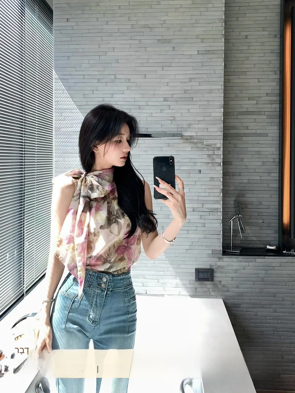 

Топ-майка Yoyozhang Knot Svel с цветочным узором, женская, дизайнерская, прямого кроя, из полиэфирного волокна