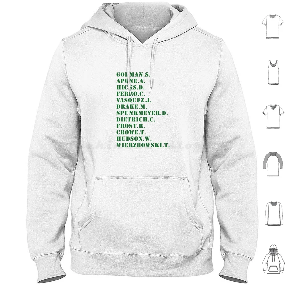 Green . Movie-Colonial Marines [ Death Order ]-Light Theme Hoodies Long Sleeve Gorman Apone Hicks Ferro Drake