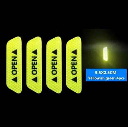 4 stks/set Auto Open Reflecterende Stickers Tape Waarschuwingsmarkering Nacht Rijveiligheid Verlichting Lichtgevende Decor Auto Deurstickers