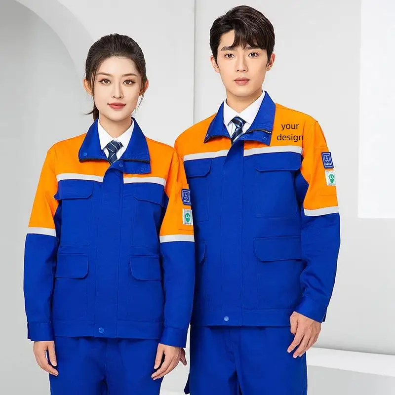 Men's Workshop Workwear Suit Customized Print Logo Wear-resistant Workwear Construction Worker Maintenance Welding Repair Jacket