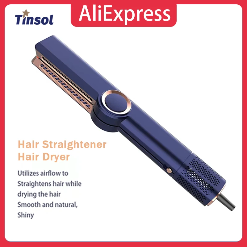 Airstrait Hair Straightener Hair Dryer 2 in1 Wet & Dry Air Styling Hair Straightener Air Wrap Negative Ion Portable Clamps