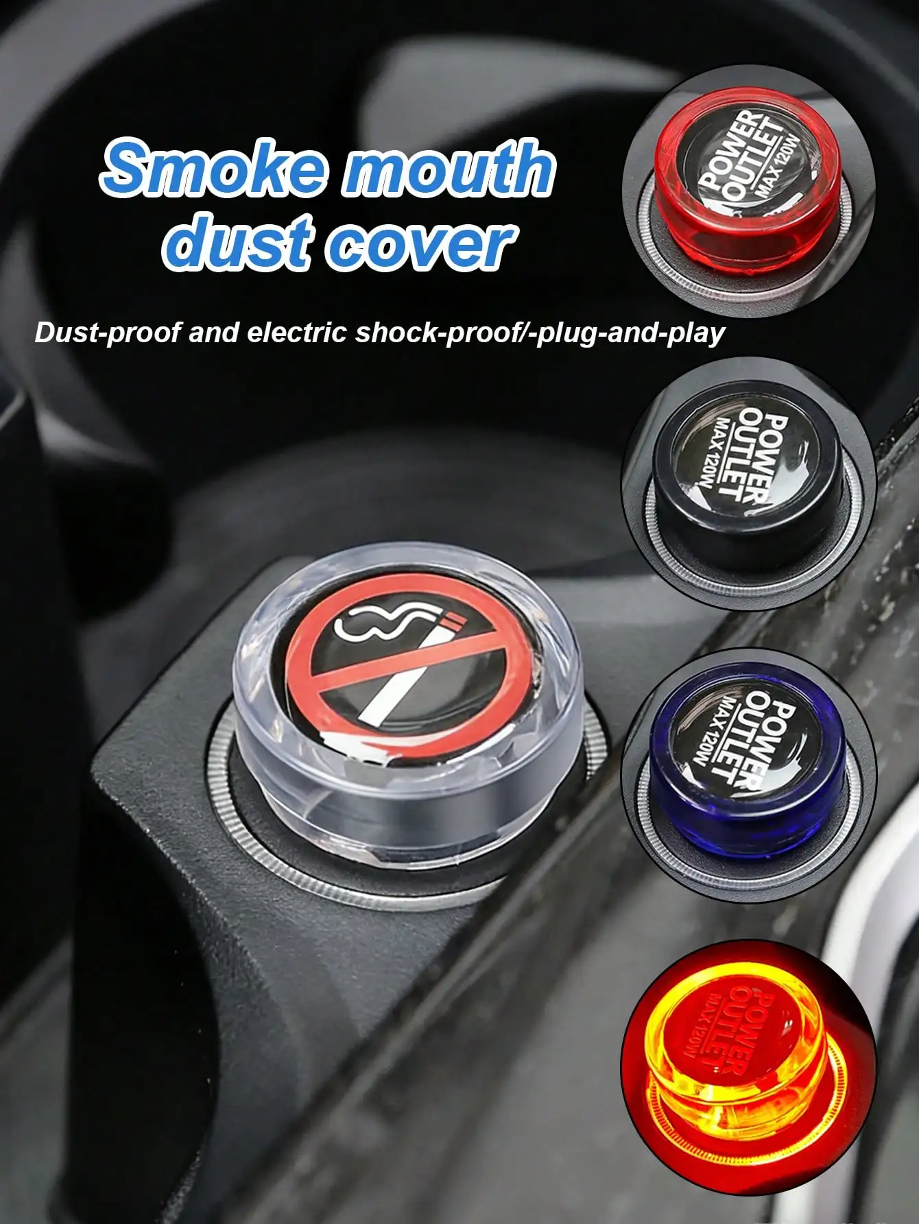 1 Pcs Car Cigarette Lighter Dust Cover - Transparent ABS Protective Cap, Dustproof & Shockproof Design