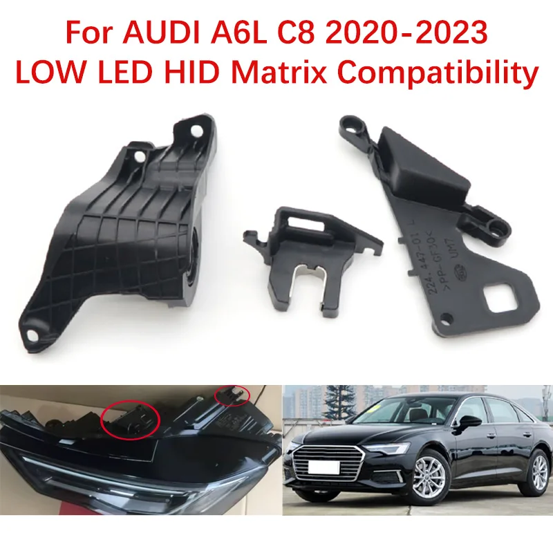 For AUDI A6L C8 2020-2023 Car Headlight Repair Kit 4K0998121 4K0998122 LOW LED HID Matrix Compatibility Bracket Protection Rings