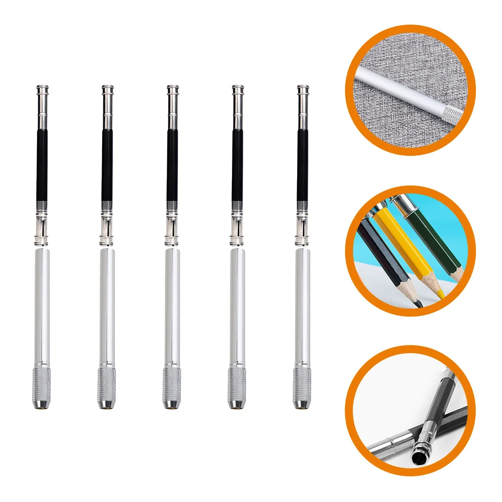 

10Pcs Reusable Pencil Extender Metal and Wood Texture for Artists School Office Drawing Tools Pencil Extender School Supplies