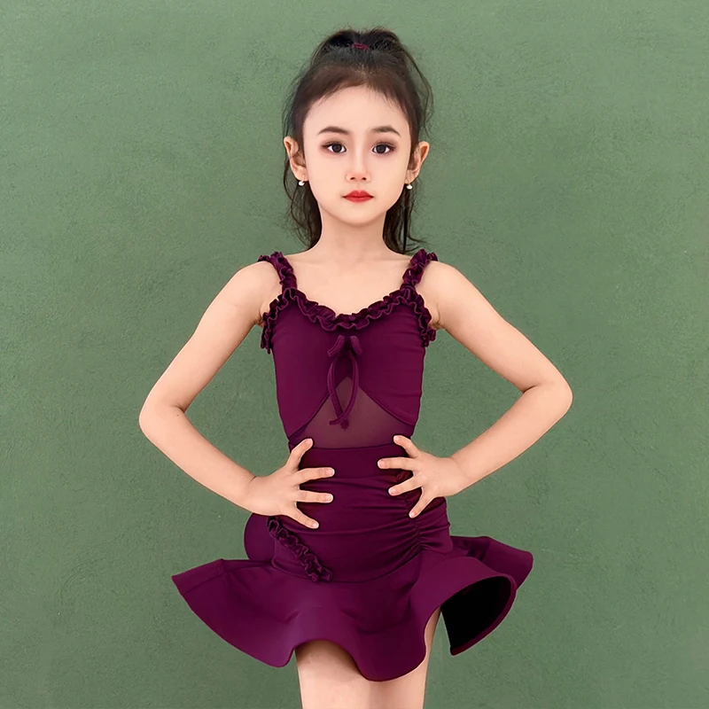 

New Children'S Ballroom Dance Competition Costume Girls Latin Dance Performance Dress Kids Dancing Training Clothes SL12602