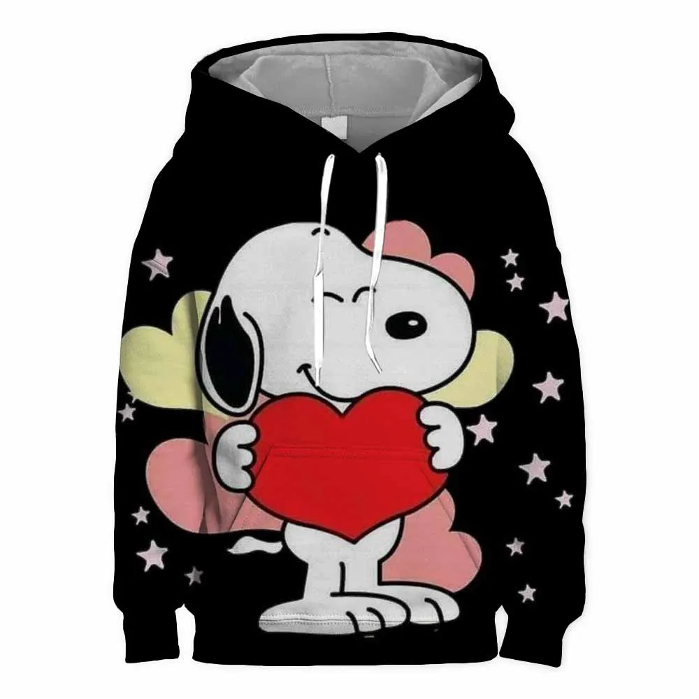 Snoopy White Cartoon Anime Children Pullover Tops 2024 New Fashion Boy Girl Kids Hoodies Spring Autumn Children's Sweatshirt