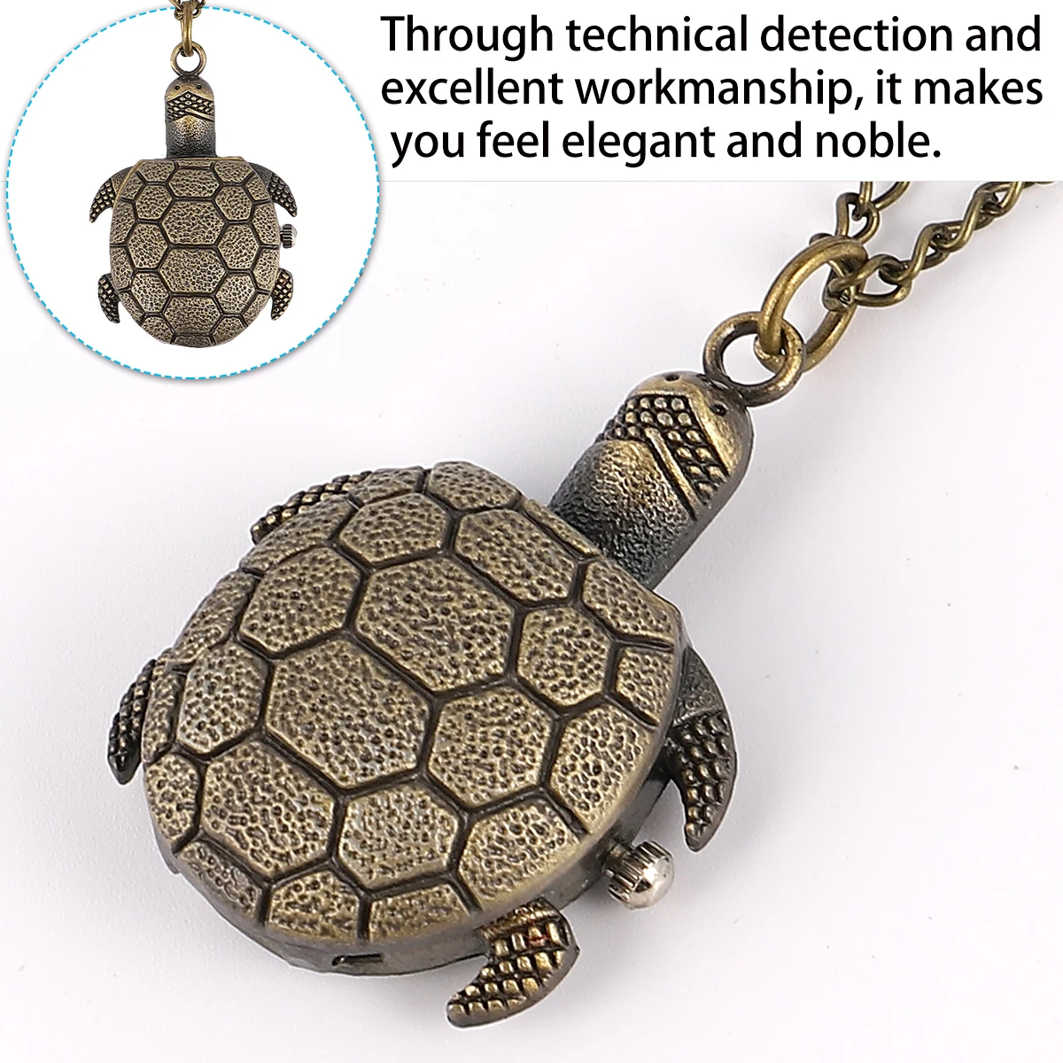 

1pc Vintage Pocket Retro Tortoise Shape Lightweight Chain Quartz Watch For Men Women Mechanical Pocket Watch Premium Metal Gift