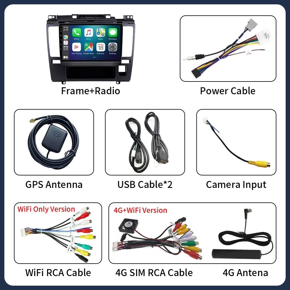 2Din Android16 Car Radio for Nissan Tiida C11 2004 - 2013 Multimedia Player GPS Navigation RDS Carplay Auto Stereo DVD Head Unit