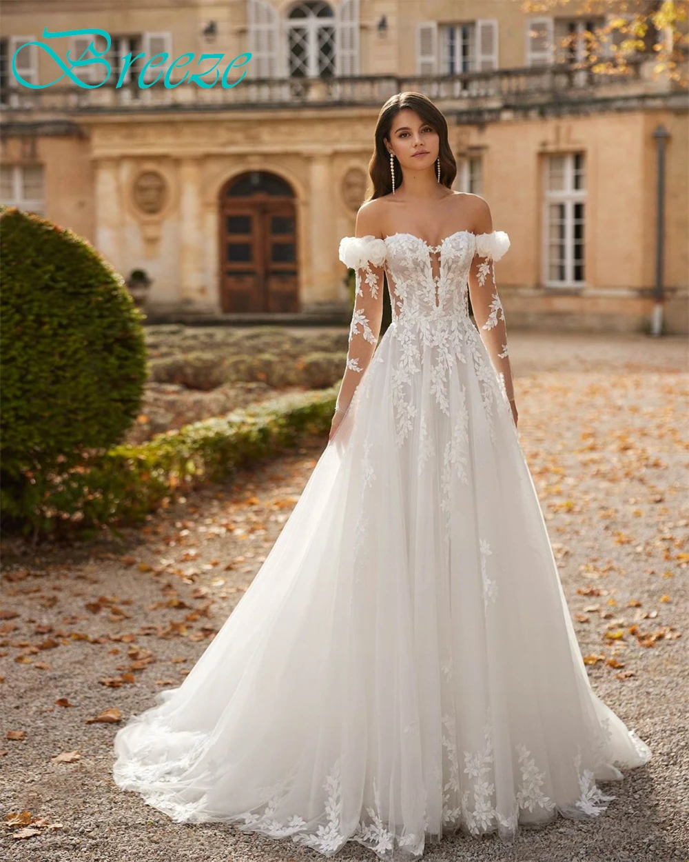 تخصيص لينة الأبيض الأورجانزا فستان الزفاف بوهو الحبيب قبالة الكتف زي العرائس مثير ألف خط ذيل محكمة رداء دي mariée