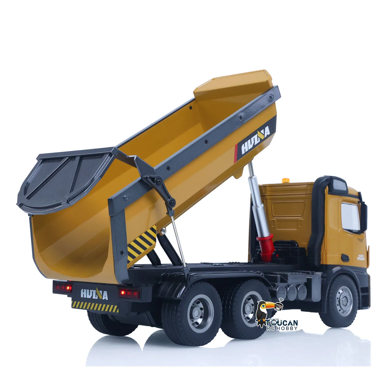 1/14 HUINA Electric RC Dump Truck 573 Remote Control Tipper Model Vehicle Flowing Water Light Sound Effect 2.4G Radio Controller USB Charging Cable