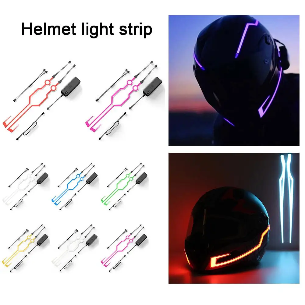 

Motorcycle Helmet Led Warning Lights Night Riding Helmet Cold Light Strip Sticker Motor 4 Accessories El Flashing Waterproo K2t2