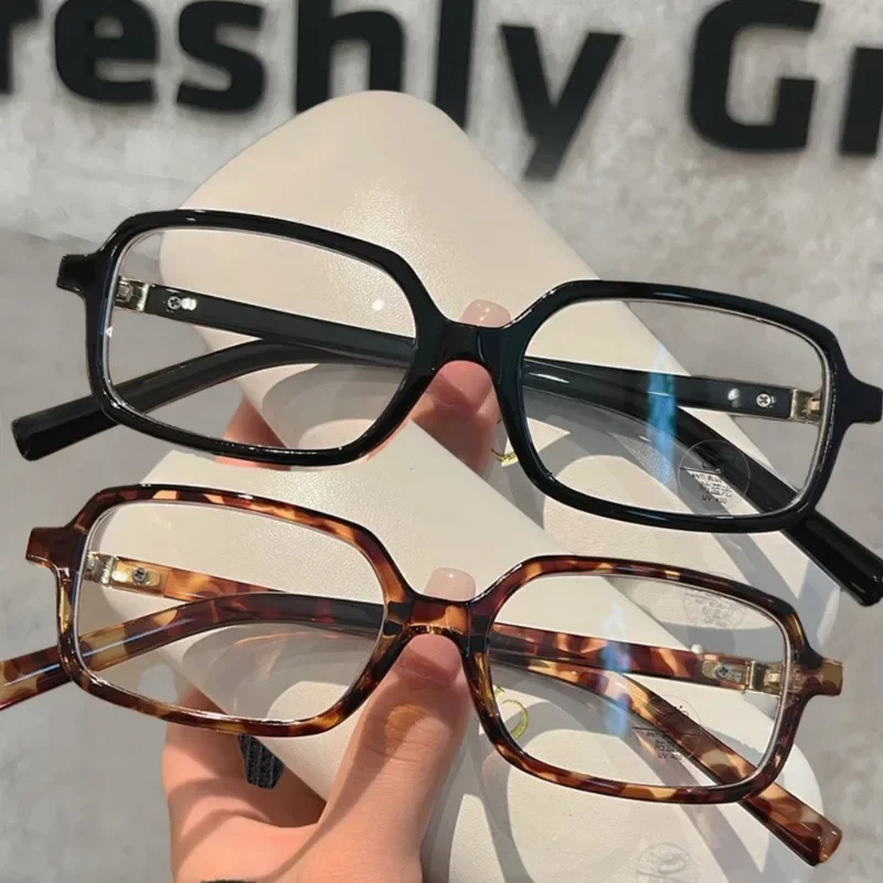 Koreanische Quadratischen Rahmen Leopard Print Gläser Neue Schwarz Rechteck Rahmen Frauen Männer Vintage Mode Trends Augenschutz Brillen