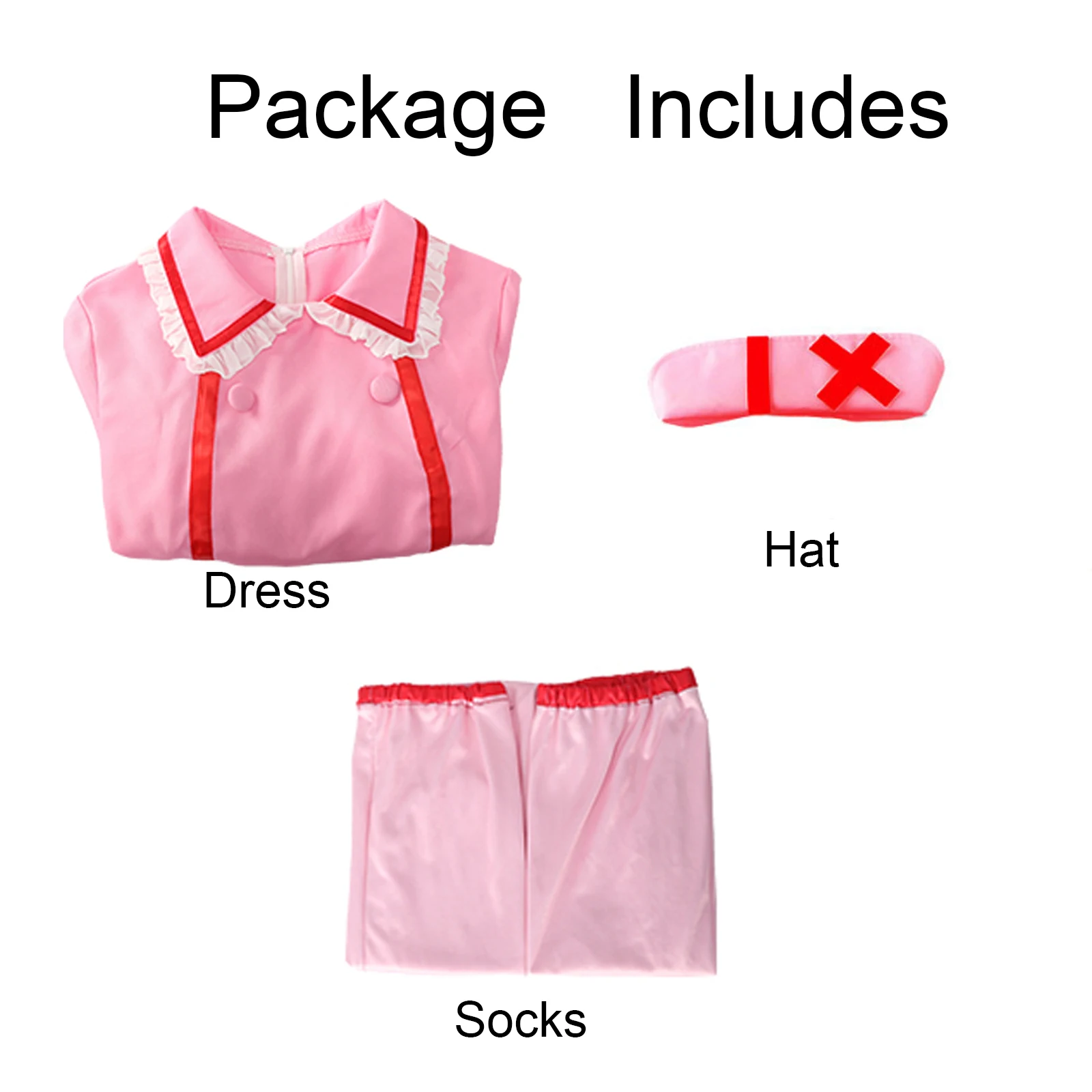 زي الممرضة التنكري، فستان وردي للنساء، زي الممرضة، زي الهالوين مع قبعة الممرضة