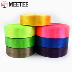 Meetee 2/5/10Meters 25mm Nylon Webbing Tapes 1mm Thick Colored Webbings Strap For Bags Ribbon Band DIY Sewing Belt Accessories