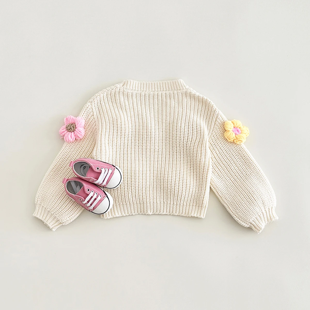 0-3Y Autumn Winter Baby Top Girls Baby Sweaters loose Cardigan Coat Multicolored Flowers Korean Newborn Baby Clothes