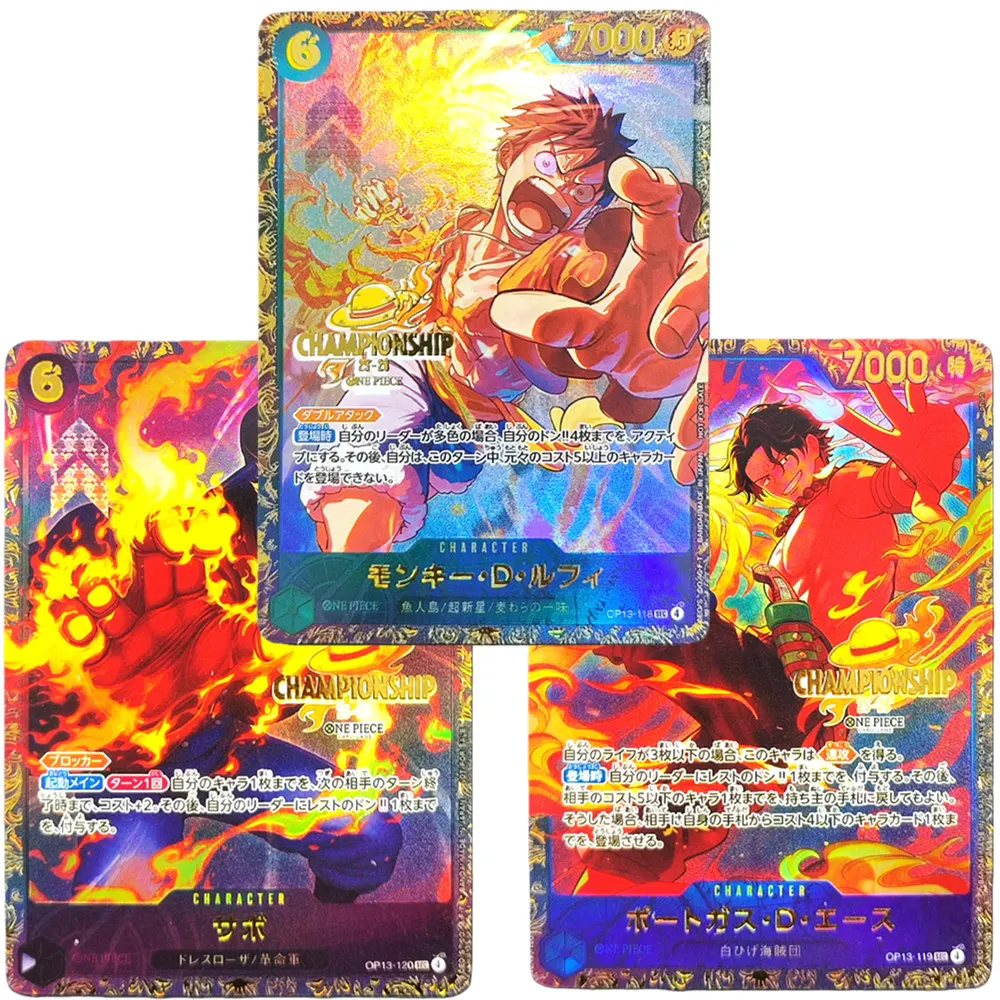 Tarjetas de Juego Coleccionables Proxy ONE PIECE Card Championship Temporada 25-26 Luffy OP13-118 ACE Sabo Juego de Cartas Coleccionables Japonés Anime