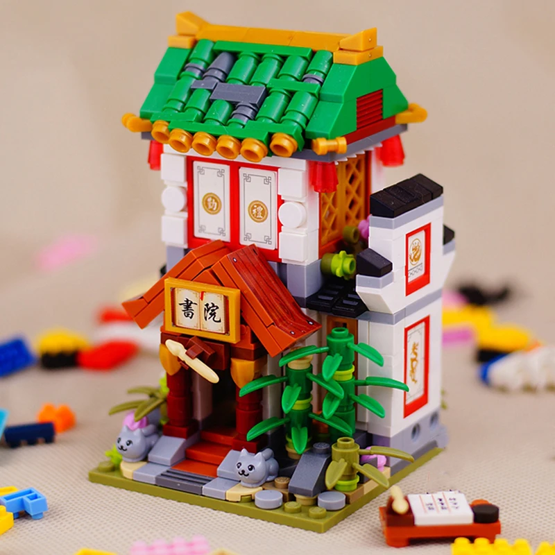 LOZ モジュラービルディングアーキテクチャ衣類豆腐ショップ薬局書店ミニダイヤモンドブロックレンガのおもちゃ子供用箱なし