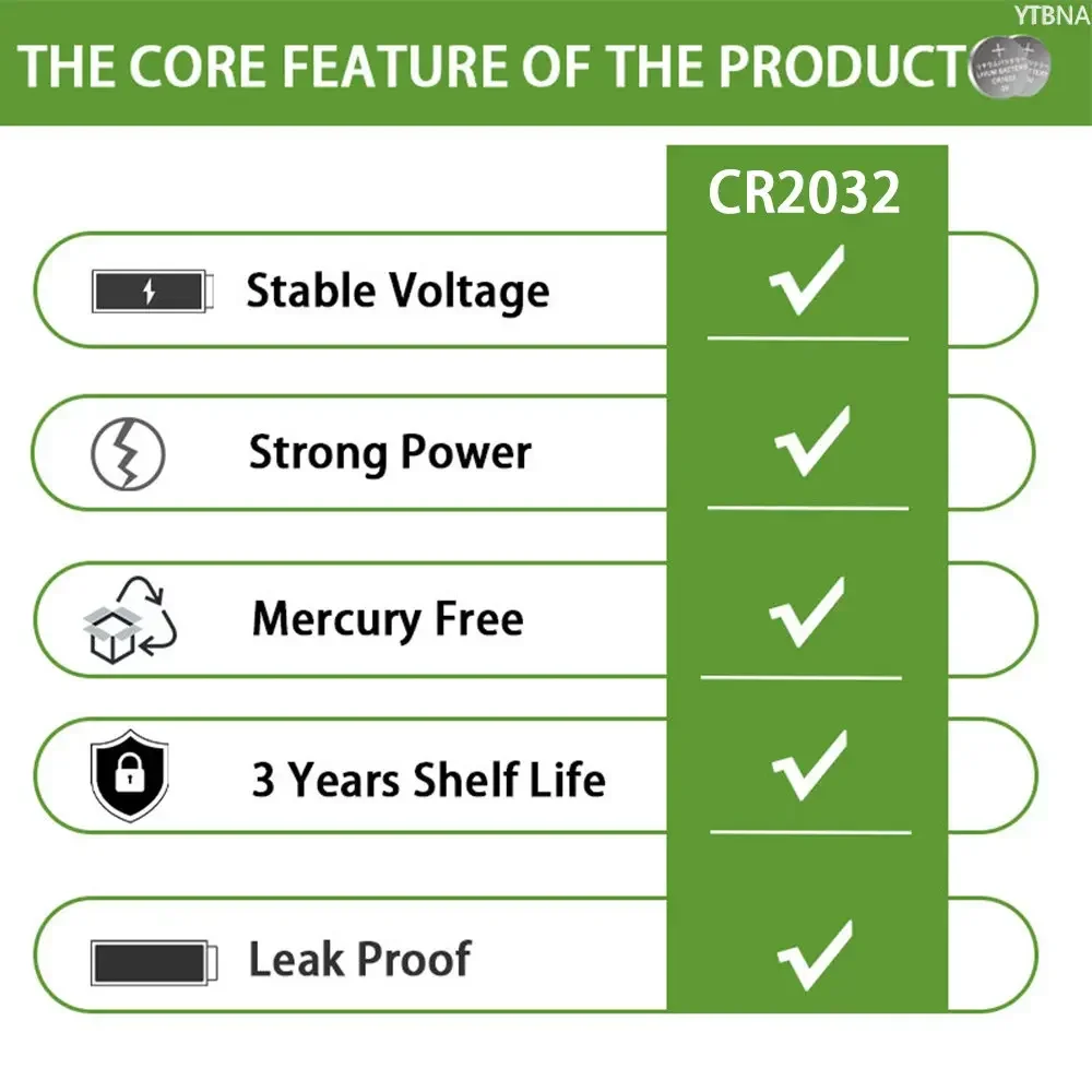 بطارية ليثيوم بزر 3 فولت CR2032 للساعة ، آلة حاسبة ، سيارة ، ريموت ، DL2032 ، ECR2032 ، BR2032 ، pr2032 ، CR ، أصلي